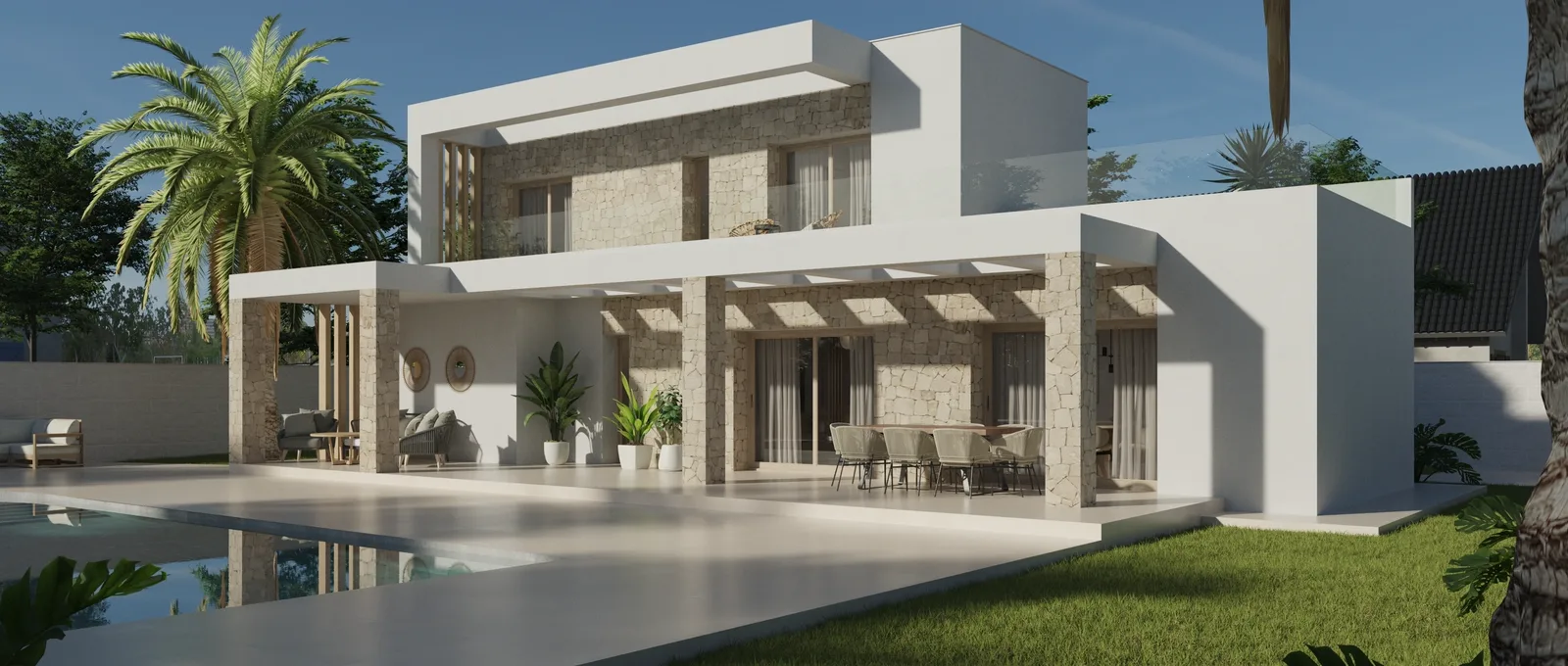 Vivienda unifamiliar mediterránea de dos plantas con piscina, proyecto de Herna Proyectos en Torrevieja